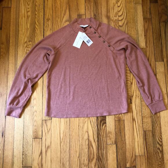 Brea Canyon NWT Women's Coral Mock Neck Sweater Button Detail Size L - Picture 1 of 8